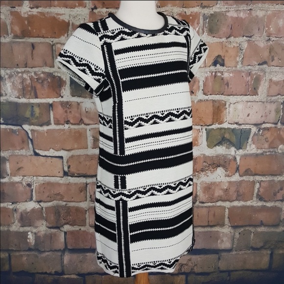 Madewell Geo Jacquard Dress Black White E5171 sz 2 - Picture 2 of 7